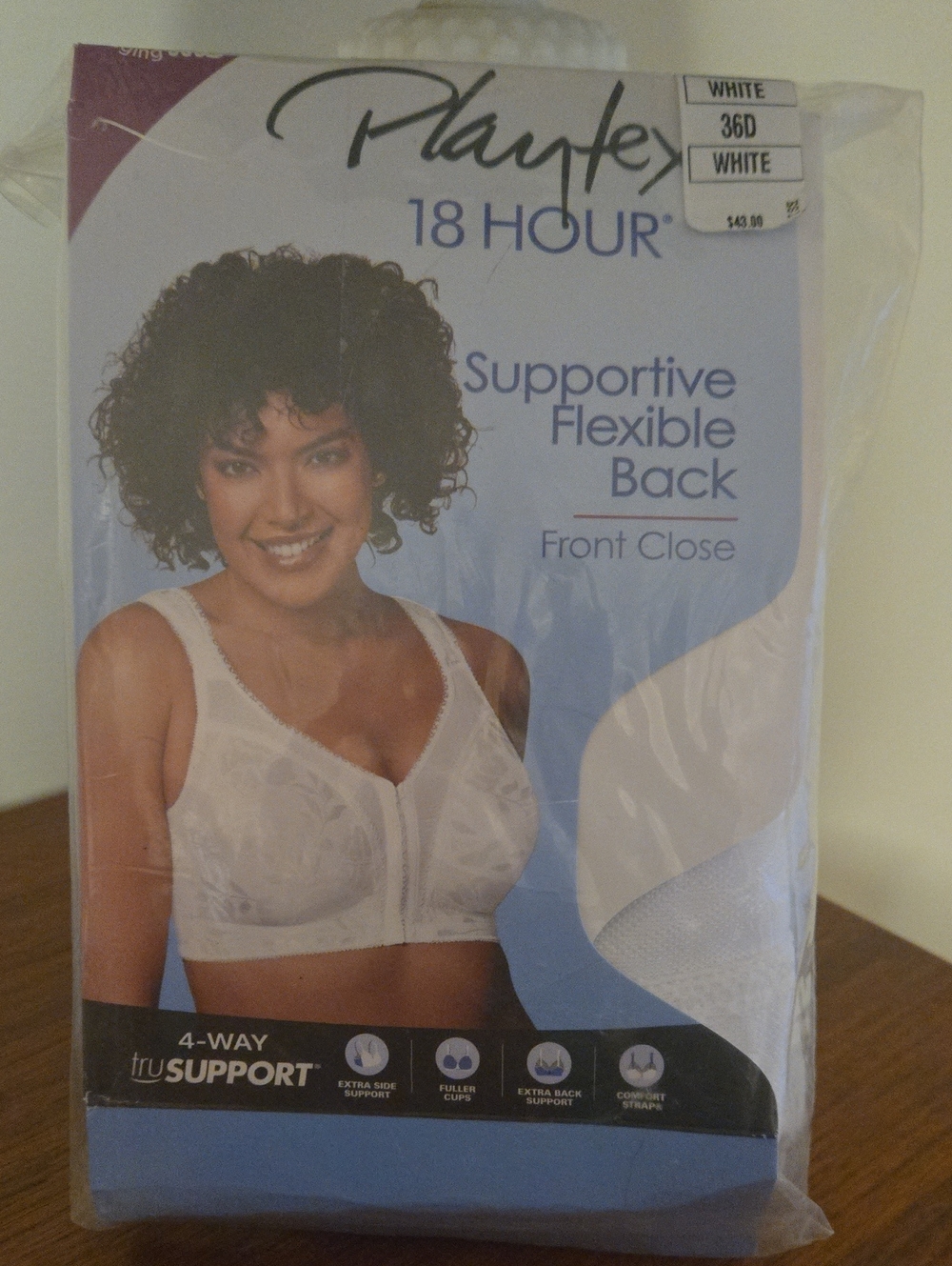 Nwt Playtex 18 Hour Front-Close Supportive Bra in White Size 36d